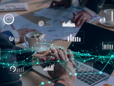 Creative visual of business data analyzing technology